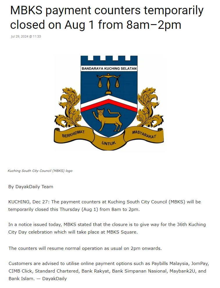News - Official Website of Council of the City of Kuching South