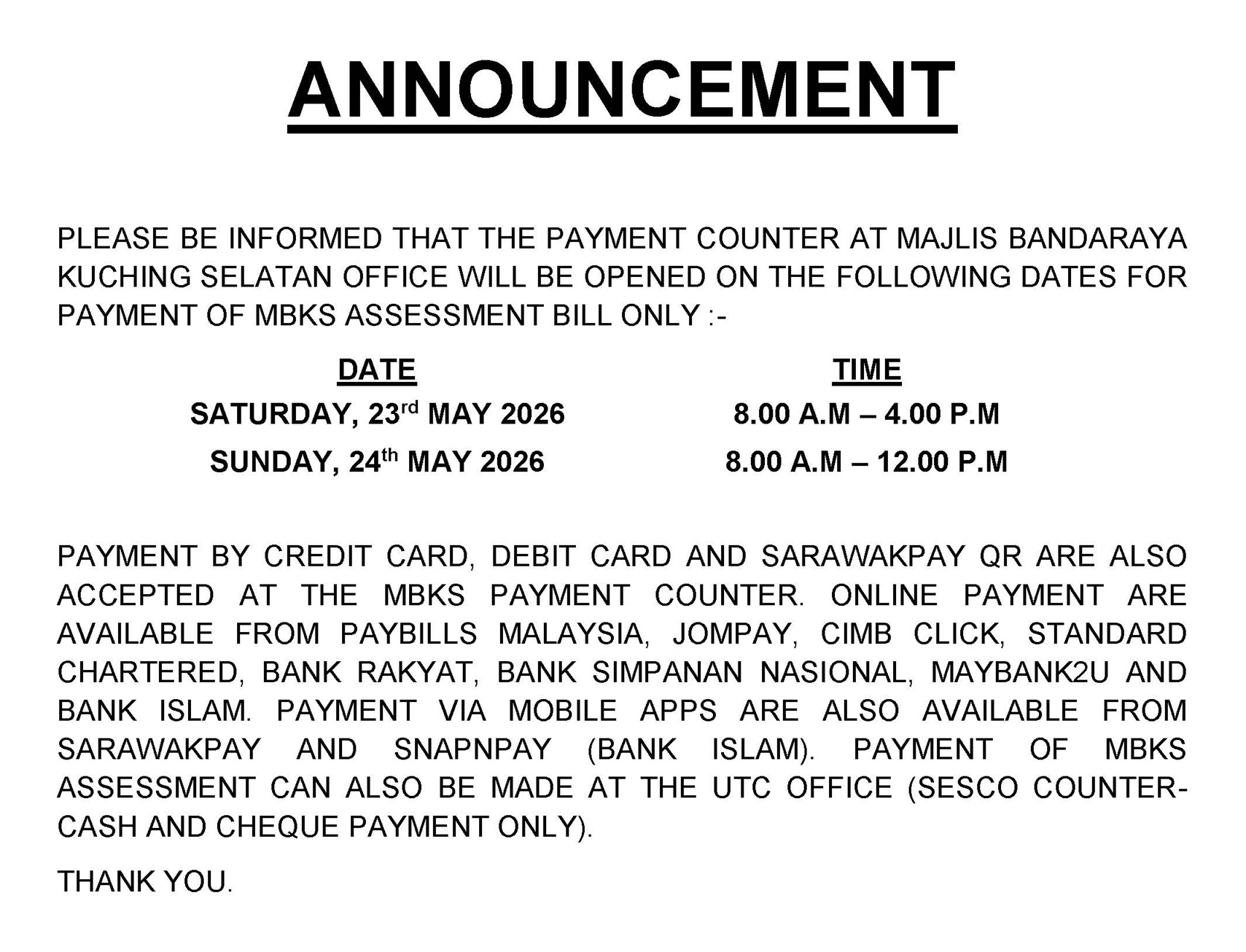 Payment Counter